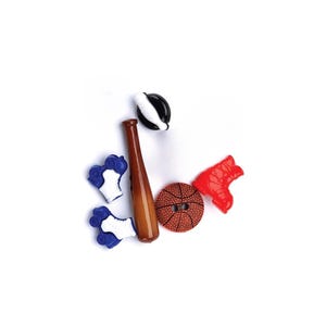 Sports Novelty Buttons: Baseball, Basketball, Bowling, Skiing, Skating (Set of 6) image 4