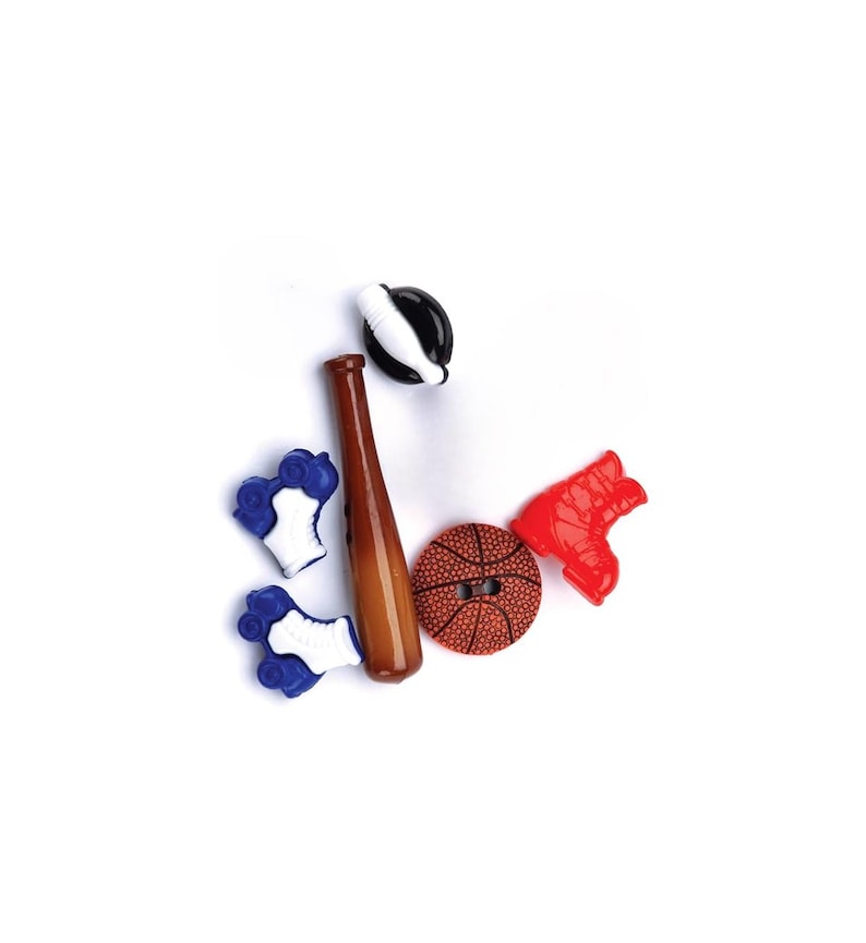 Sports Novelty Buttons: Baseball, Basketball, Bowling, Skiing, Skating (Set of 6) image 4