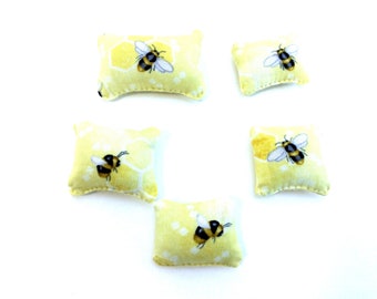 Honey Bee Pillows, Doll Pillows, Miniature Pillows, Dollhouse Decor, Mini Pillow, Tiny Pillow, Yellow Pillows, Mini Pillows, Doll Accessory