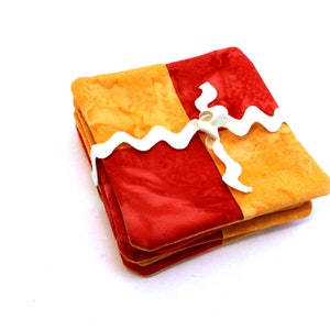 Tie Dye Coaster Set: Retro Orange Mug Rugs, Set of 6