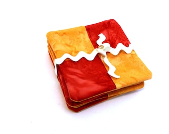 Six Tie Dye Coaster Set: Retro Orange Mug Rugs, Set of 6