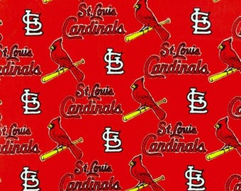 St. Louis Cardinals Fabric Remnant, Polyester Fleece, Baseball Bats, STL Logos (30" x 20")