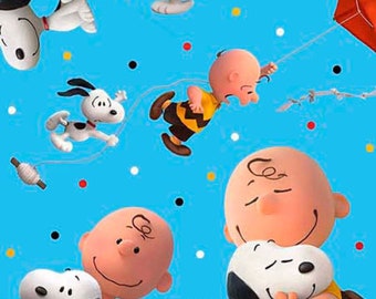 Snoopy (Tm) Fabric, Peanuts Movie (Tm) Fabric, Charlie Brown (Tm), Polka Dot Fabric, Beagle Dog Fabric, Kite Fabric, OOP Cotton Remnants