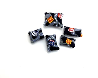 Route 66 Miniature Pillows: Dollhouse Decor, Man Cave, Shadow Box