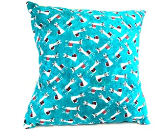 Alpaca Pillow, 18 in Pillow, Teal Pillow, Large Pillow, Accent Pillow, Handmade Pillow, Alpaca With Glasses, Comical Alpacas, Throw Pillow
