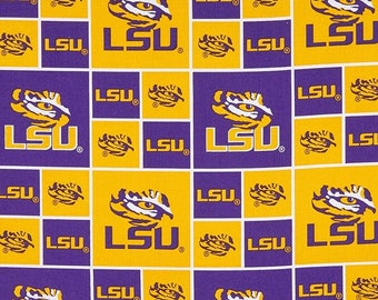 LSU Tigers (TM) Fabric, Geaux Tigers (TM), Tigers Eye, Louisiana Fabric, Tiger Fabric Remnants, Man Cave Decor, Dorm Decor, Boys Room Decor