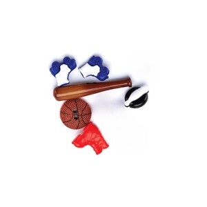 Sports Novelty Buttons: Baseball, Basketball, Bowling, Skiing, Skating (Set of 6) image 3