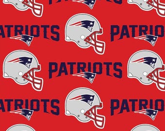 New England Patriots Cotton Fabric, One Half Yard Only, NFL Football Helmets, Man Cave