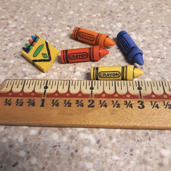 Crayon Shank Buttons, Crayon Box, Back to School, Vintage 1990s La Mode Button, Favorite Findings Buttons, Kids Crafts, Classroom Decor, DIY