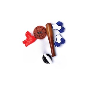Sports Novelty Buttons: Baseball, Basketball, Bowling, Skiing, Skating (Set of 6) image 2