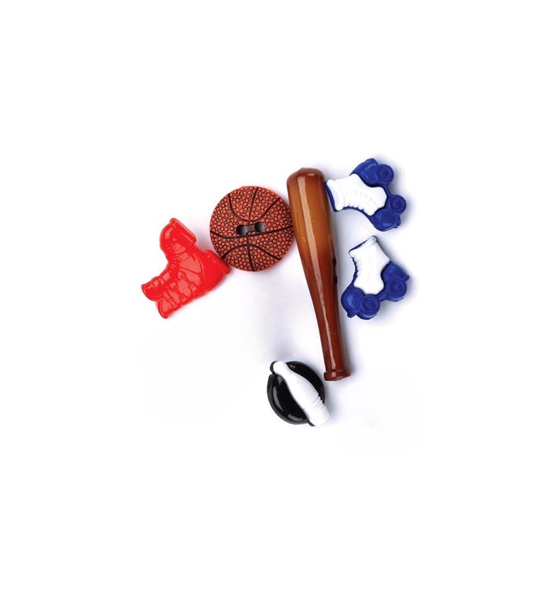 Sports Novelty Buttons: Baseball, Basketball, Bowling, Skiing, Skating (Set of 6) image 2
