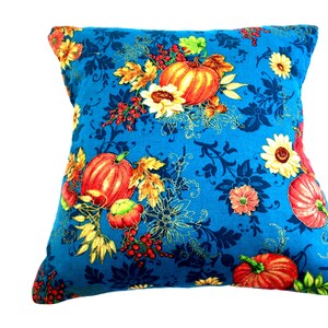 Handmade Fall Pillow: Teal Blue Autumn Decor, Metallic Accents bild 7
