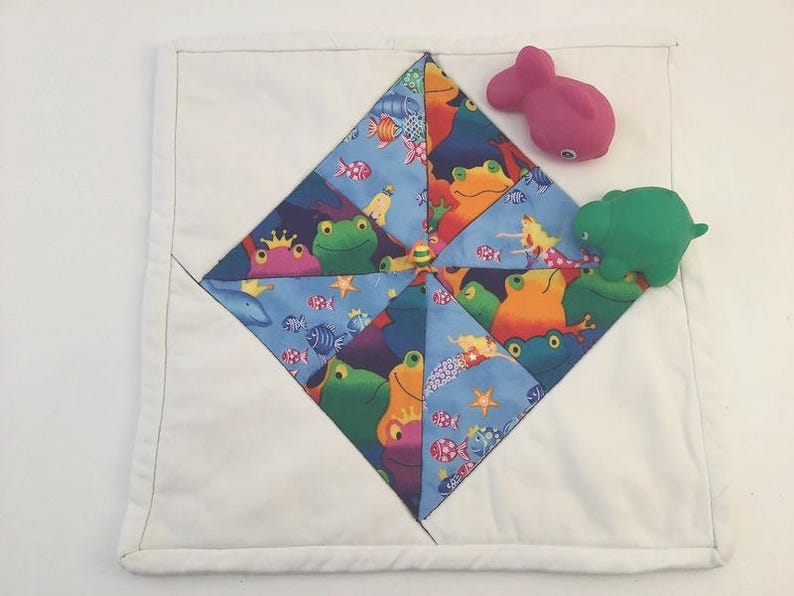 Candle Mat Whimsical mat Mug Rug Pot Holder Trivet Frogs and Mermaids Play Mat Mini Quilt Table protector