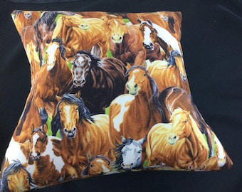 Handmade Horse Accent Pillow: Western Decor, Man Cave (12x12)