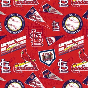 Tela de algodón de los St. Louis Cardinals, solo una yarda, béisbol de la MLB, banderines, STL, Busch Stadium