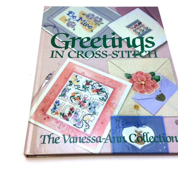 Greetings in Cross Stitch, Cross Stitch Pattern, Cross Stitch Book, Alphabet, Greeting Cards, Christmas Decoration, Cow Doll, Vanessa Ann