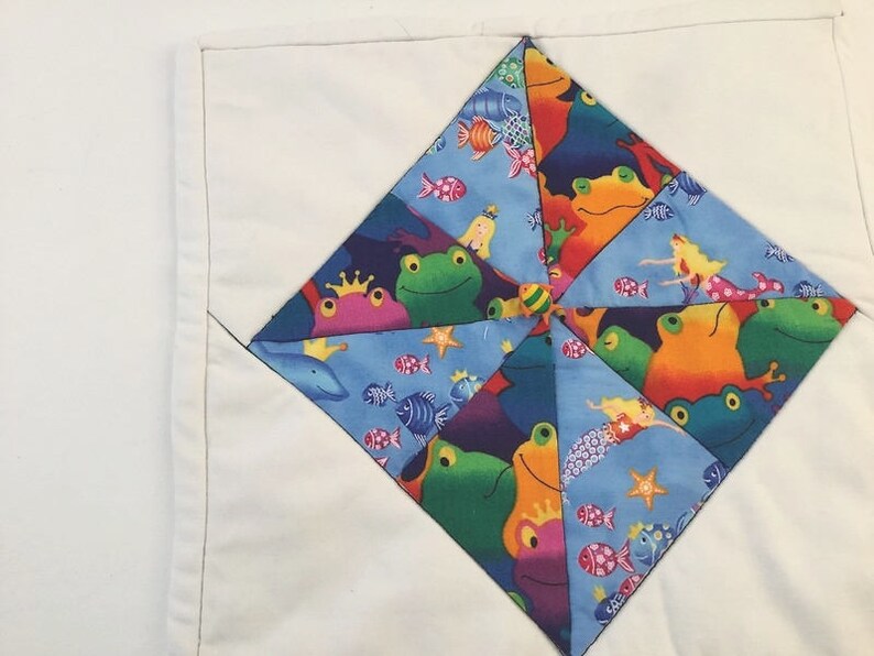 Candle Mat Whimsical mat Mug Rug Pot Holder Trivet Frogs and Mermaids Play Mat Mini Quilt Table protector