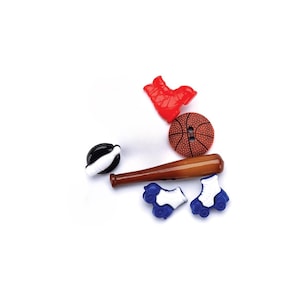 Sports Novelty Buttons: Baseball, Basketball, Bowling, Skiing, Skating (Set of 6) image 1