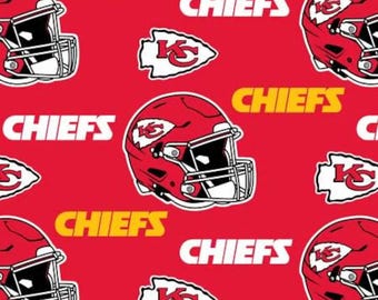 Kansas City Chiefs Fabric, Polyester Fleece, 3/4 Yard Only, KC Football Helmet, Arrowhead Stadium