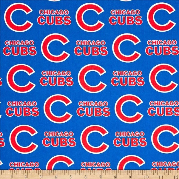 Chicago Cubs (TM) Fabric Remnant, Wrigley Field (TM), Go Cubs Go (TM), Illinois Baseball Fabric, Gift for Him, Man Cave Decor, Boys Bedroom