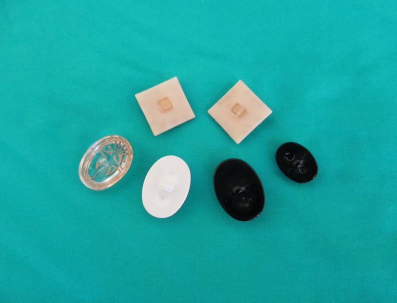 6 Vintage Plastic Shank Buttons, Ancient Egypt, Antique Scarab Beetles, Rhinestone Pyramids, King Tut image 2