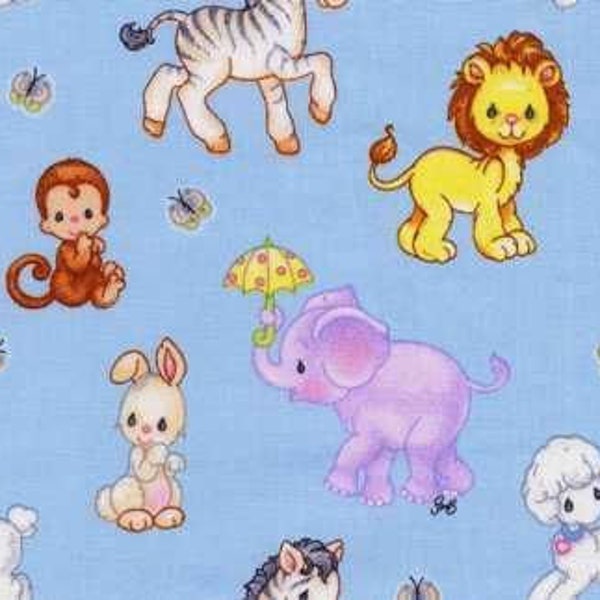 Precious Moments (TM) Fabric, OOP Cotton Remnants, Noah's Ark, Lions, Butterflies, Elephant, Monkey, Zebra, Lamb, Bunny, Kids Room, Nursery