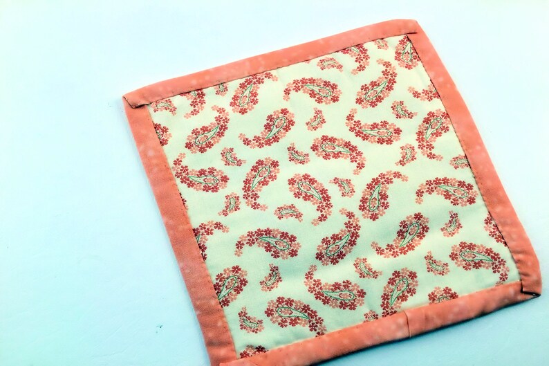 Pot Holder Trivet Mug Rug Coaster Candle Mat Peach Floral Etsy