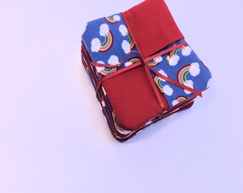 Six Rainbow Coasters; Rainbow Mug Rugs; Set of 6
