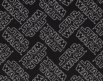 Star Wars (TM) Fabric, Star Wars The Force Awakens (TM), Destash Cotton, Fabric Remnants, Camelot Fabrics, Black & White, OOP Sci Fi Fabric