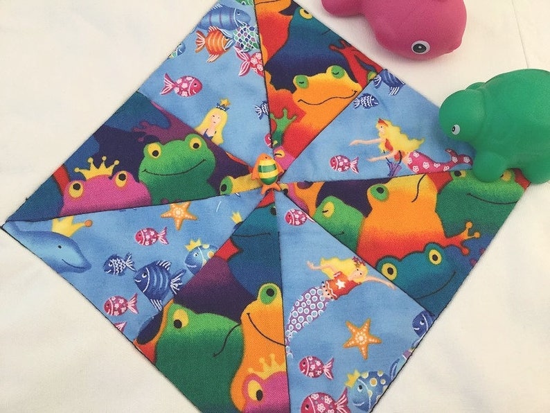 Candle Mat Whimsical mat Mug Rug Pot Holder Trivet Frogs and Mermaids Play Mat Mini Quilt Table protector