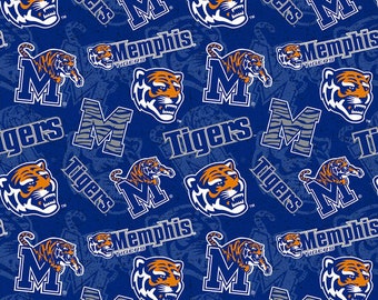 Memphis Tigers (TM) Fabric, NCAA Football Fabric, College Basketball Fabric, University of Memphis Dorm, Fathers Day Gift, 1 1/2 Yards Only
