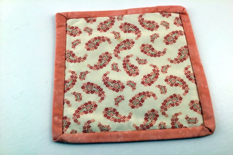 Pot Holder Trivet Mug Rug Coaster Candle Mat Peach Floral Etsy
