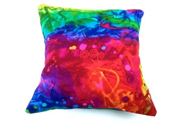 Handmade Groovy Tie Dye Accent Pillow: Retro Rainbow Decor