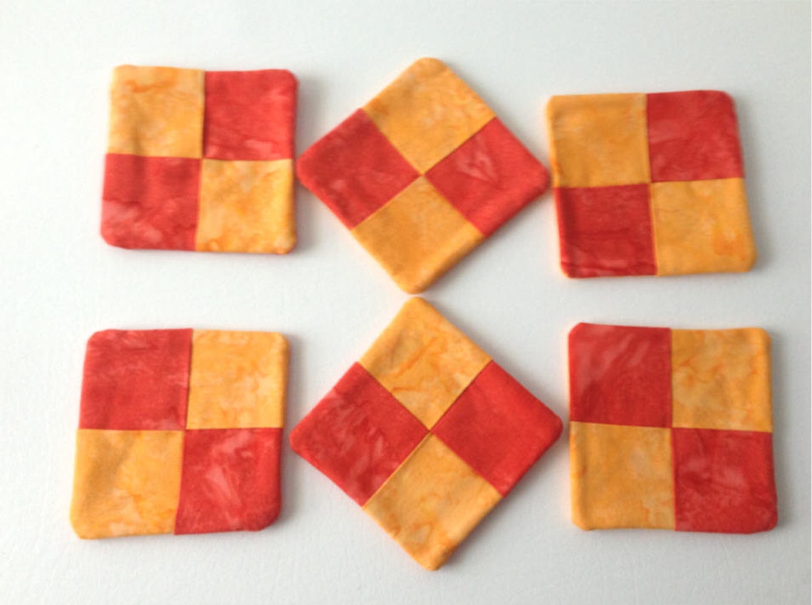 Orange Coaster Set Set of 6 Coasters Tie Dye Coasters Retro Etsy