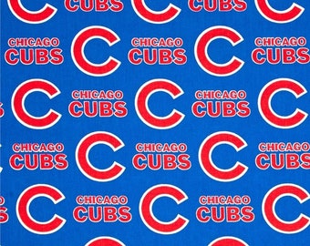 Chicago Cubs Cotton Fabric, ONE YARD ONLY, Baseball Fan Gift, Man Cave, Sports Bar