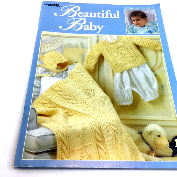 Beautiful Baby Knits, Leisure Art, Knitting Pattern, Baby Afghan, Christening Gown, Patchwork Blanket, Knitted Bear, Baby Jumpsuit, Baby Hat