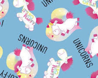 Fluffy Unicorn (TM) Fabric, Despicable Me (TM) Fabric, Minions (TM) Fabric, Unicorn Fabric, Destash Cotton, Fabric Remnants, Girls Room, Oop