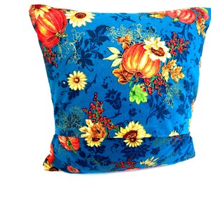 Handmade Fall Pillow: Teal Blue Autumn Decor, Metallic Accents bild 5