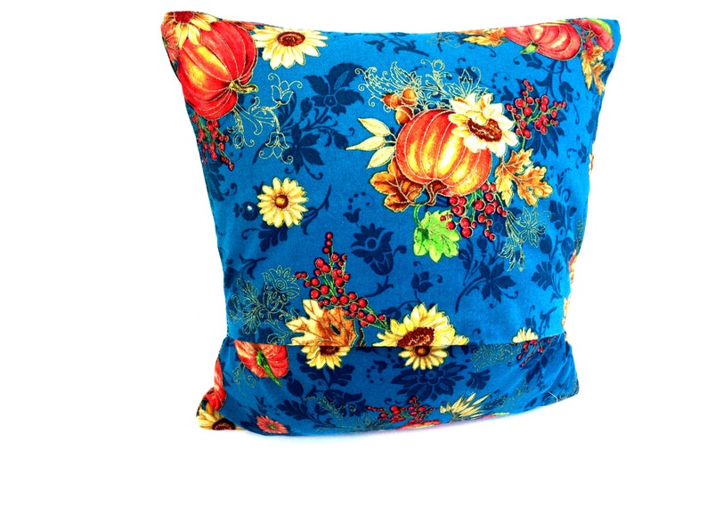 Handmade Fall Pillow: Teal Blue Autumn Decor, Metallic Accents bild 5