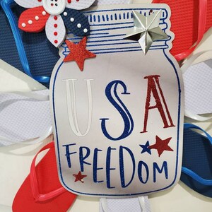 Patriotic USA Freedom Flip Flop Wreath Red White Blue image 2