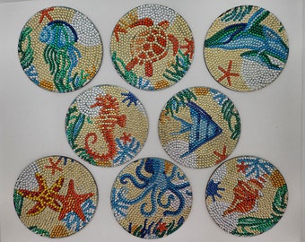 Sea Life Beach Coasters Sealed Diamond Painting