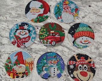 Christmas Coasters Sealed Diamond Painting Set of 8