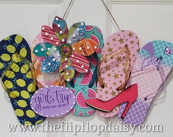 Girls Trip Cheaper Than Therapy Flip Flop Row Wreath Door Decor Vacation Tropical