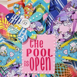 The Pool is Open Flip Flop Wreath Door Wall Decor Unique Gift Ocean Coastal image 3