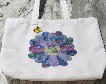 Beach Junkie Tote Bag with Flip Flops