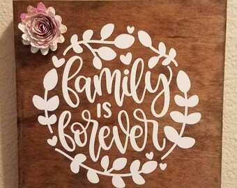 Family is Forever Wooden Wall Hanging Sign Summer  Paper Flower