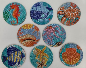 Ocean Life Beach Coasters Sealed Diamond Painting