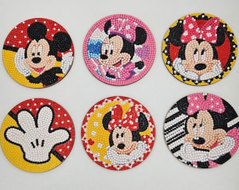 Mickey Mouse and Minnie Mouse Coasters Sealed Diamond Painting 6pc