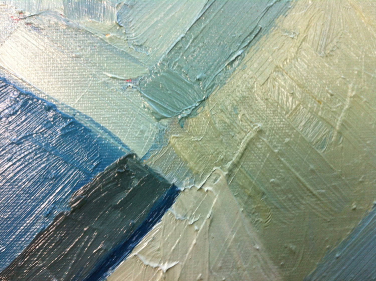 特別価格!!! オリジナルの青い抽象画の油絵。30 x 30 x 3 cm、12 x 12