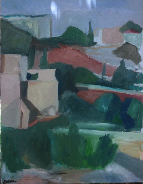 Landscape of JERUSALEM,   Original oil Paintin Stretched on Canvas & Ready to Hang.35x45x3 cm, 14"x18x1.2",